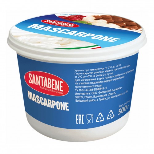 Сыр Маскарпоне "SANTABENE" 80% 500 гр (6 шт)