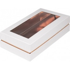 Коробка для макарон ЛЮКС с прямоугольным окном (белая) с ложементом 210х110х55 мм (39 шт)