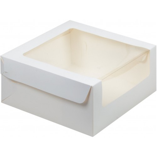 Коробка для торта (с увеличенным окном белая) 235х235х110 мм (50 шт)