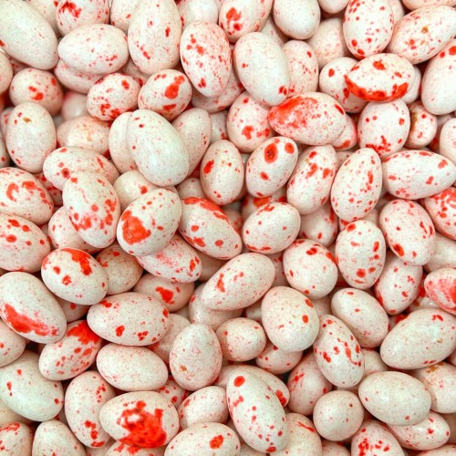 Посыпка драже из глазури "Яйца перепелиные с миндалем" красная ягода (3 кг)