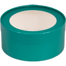 Коробка для зефира, печенья и макарон круглая с окном (зеленая матовая) 200/70мм (30 шт)