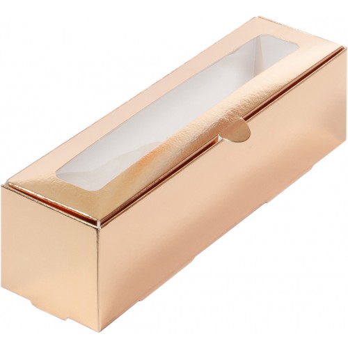 Коробка для макарон с крышкой (золото) 210х55х55 мм (50 шт)