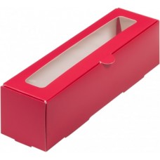 Коробка для макарон с крышкой (красная матовая) 210х55х55 мм (50 шт)