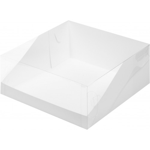 Коробка для торта с пластиковой крышкой (белая) 235/235/100 мм (50 шт)