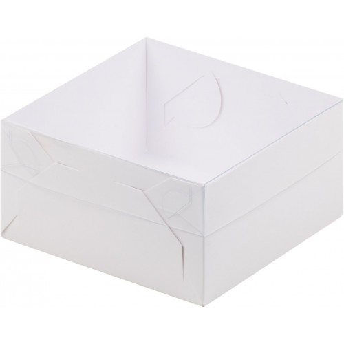 Коробка для зефира, тортов и пирожных со съемной крышкой (белая) 155/155/60мм (50 шт)