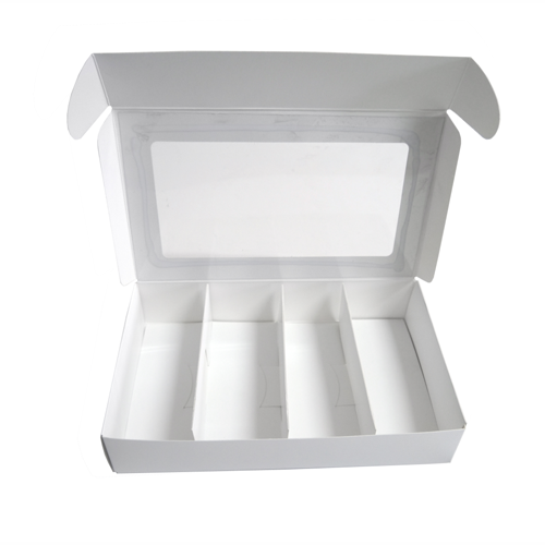 Ложемент для коробки для макарон с окном (белая) 210/110/55мм (50 шт)