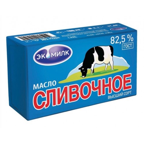 Масло сливочное "Экомилк" 82,5% 380 гр (12 шт)