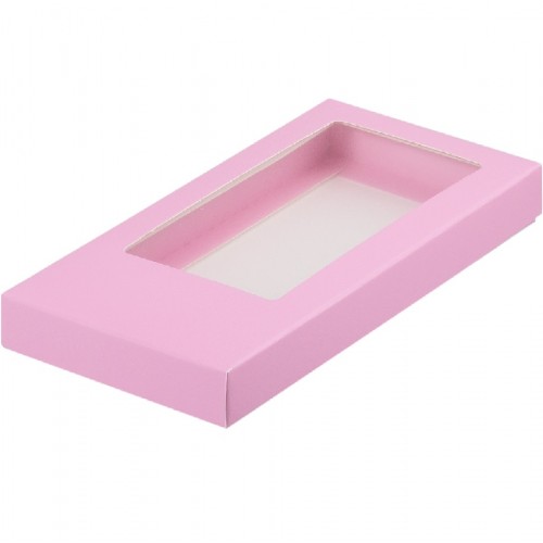 Коробка для шоколадной плитки (розовая матовая) 180х90х17 мм (50 шт)