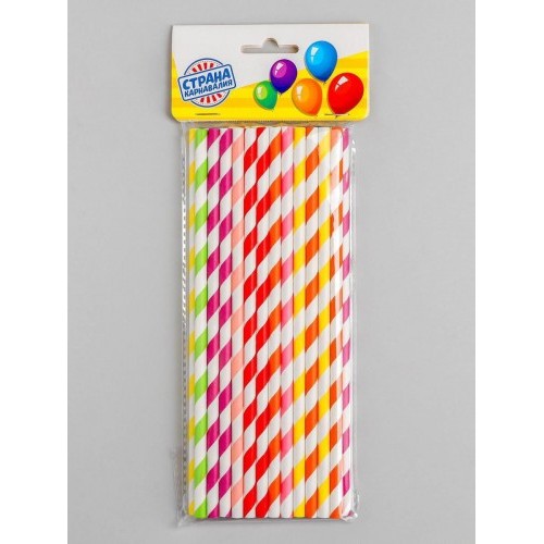 Коктейльные трубочки бумажные 20см цветная спираль (25шт) 5 шт