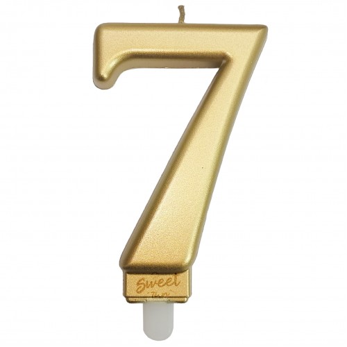 Свеча Золотая цифра "7" (8 см) 4 шт