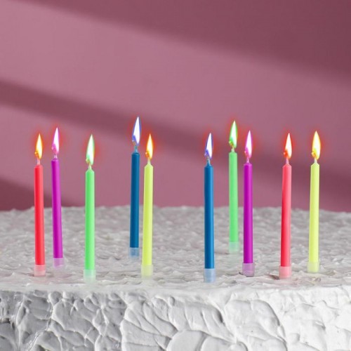 Свечи восковые для торта "Цветное пламя" 9 см (10шт) 4 шт