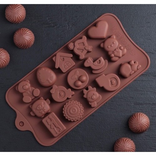 Форма для шоколада и льда силикон "Счастье есть" 15 ячеек 21х11 см (5 шт)