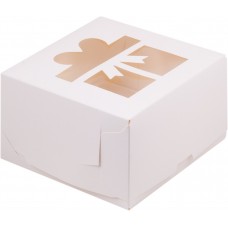 Коробка для капкейков на 4шт с окном (Подарок белая) 160/160/100мм (50 шт)
