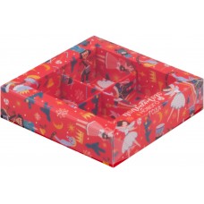 Коробка для конфет на 4шт с пластиковой крышкой (Щелкунчик белая) 120/120/30мм (50 шт)