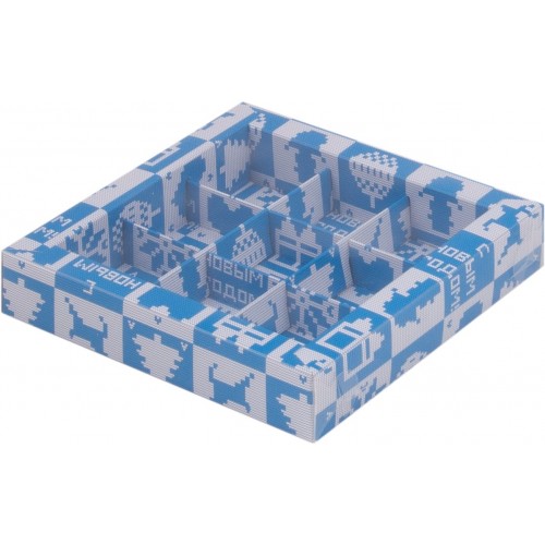 Коробка для конфет на 9шт с пластиковой крышкой (Новогодний узор) 155/155/30мм (50 шт)