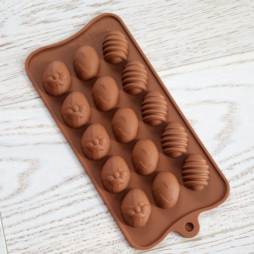 Форма для шоколада силикон "Пасхальные яйца" 8 ячеек (6 см) 5 шт