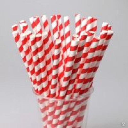 Коктейльные трубочки бумажные 20 см красные спираль (50 шт) 5 шт
