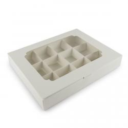 Коробка для конфет на 12 шт с крышкой (белая) 190х150х30 мм (50 шт)