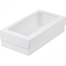 Коробка для макарон с окном (белая) 210х100х55 мм (50 шт)