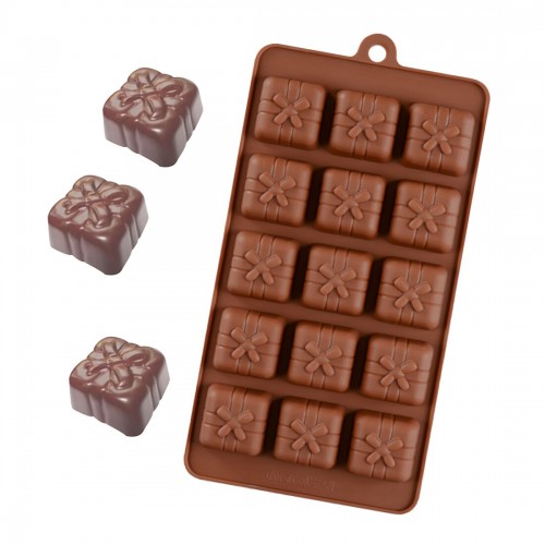 Форма для шоколада и льда силикон "Подарки" 15 ячеек 21х11 см (5 шт)