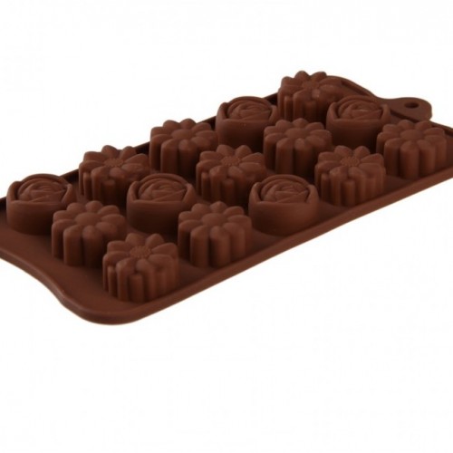 Форма для шоколада силикон "Ассорти" 15 ячеек 21,5х10,4х1,5 см (5 шт)