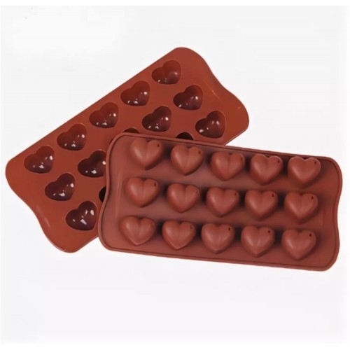 Форма для шоколада силикон "Сердечки" 15 ячеек 3х2,5 см (5 шт)