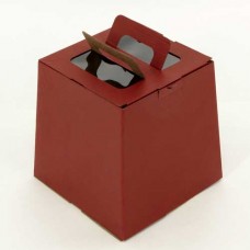 Коробка 185х185х185мм с ручкой и окном бордовая (20шт)