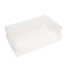 Коробка для эклеров с прозрачным куполом (белая) 220/135/70мм (50 шт)