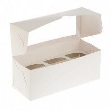 Коробка для капкейков на 3 шт (с квадратным окном) 250х100х100 мм (50 шт)