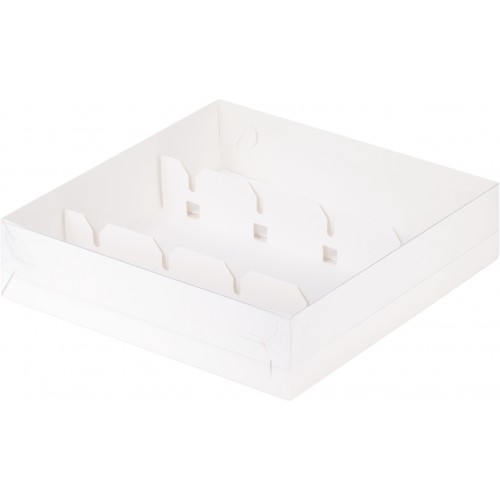Коробка для кейк-попсов с пластиковой крышкой (белая) 200х200х50 мм (50 шт)