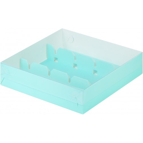 Коробка для кейк попсов с пластиковой крышкой (тиффани) 200/200/50мм 50 шт