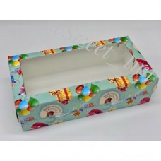 Коробка для макарон с окном (мятная-сладких удовольствий) 210х110х55 мм (50 шт)