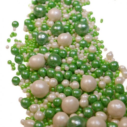 Посыпка Драже из глазури Микс № 111 (жемчуг серебро, зеленый) 1,5 кг