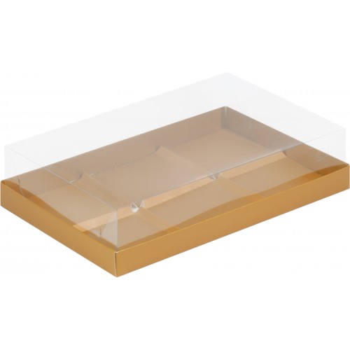 Коробка для пирожных с пластиковой крышкой (крафт) 300/195/80 (50 шт)