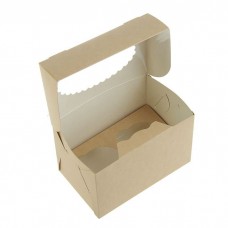 Коробка для капкейков на 2 шт 170х100х100 мм с окном (крафт) 50 шт