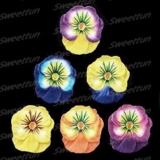 Сахарные цветы Анютины глазки (желто-синие)  56шт