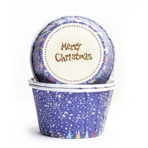 Капсула для маффинов "Merry Christmas" фиолетовая с ламинацией 50/40 мм (100 шт)