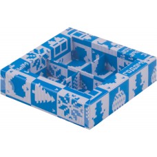 Коробка для конфет на 4 шт с пластиковой крышкой (Новогодний узор) 120х120х30 мм (50 шт)