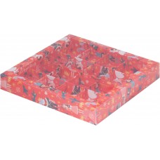 Коробка для конфет на 16 шт с пластиковой крышкой (Щелкунчик) 200х200х30 мм (50 шт)