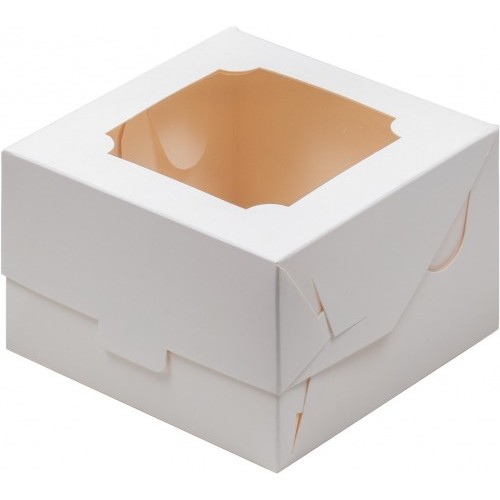 Коробка для бенто-торта 120х120х80 мм (с окном) белая (50 шт)