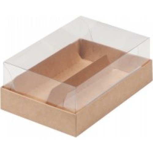 Коробка для эклеров с прозрачным куполом на 2шт (крафт) 135/90/50 мм (50 шт)