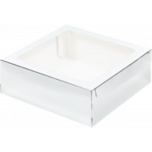 Коробка для зефира, тортов и пирожных со съемной крышкой (серебро) 200/200/70 мм (50 шт)