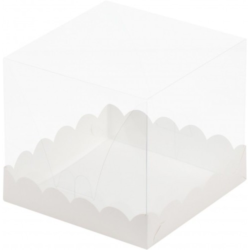 Коробка под торт с прозрачным куполом (белая) 160/160/200мм (50шт)