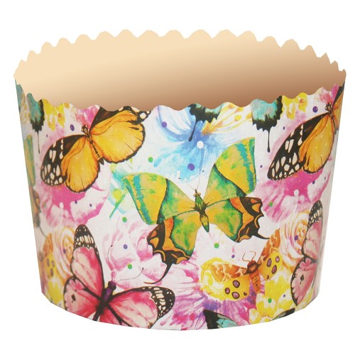 Форма бумажная для кулича "Бабочки цветные" 11х8,5 см (50 шт)