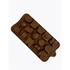 Форма для шоколада силикон "Ассорти" 15 ячеек 3х3 см (5 шт)