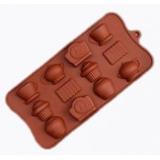 Форма для шоколада и льда силикон "Чаепитие" 12 ячеек 22,5х10,5х2 см (5 шт)