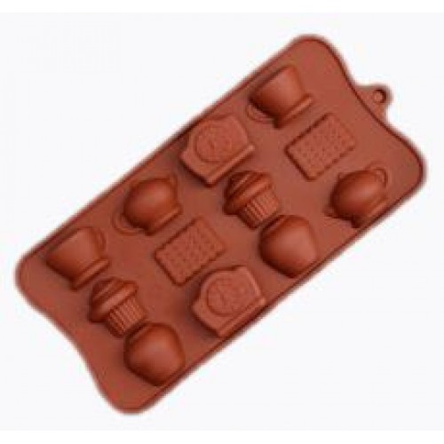 Форма для шоколада и льда силикон "Чаепитие" 12 ячеек 22,5х10,5х2 см (5 шт)