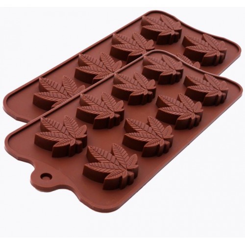 Форма для шоколада силикон "Листья" 8 ячеек 4х4 см (5 шт)