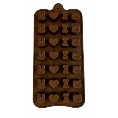 Форма для шоколада силикон "Мини сердечки и зайчики" 2х1,5 см (5 шт)