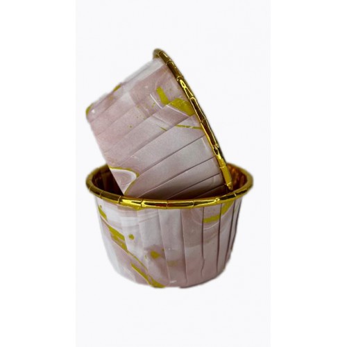 Капсула для маффинов принт акварель розовая с золотой ламинацией 50/40мм (50 шт)